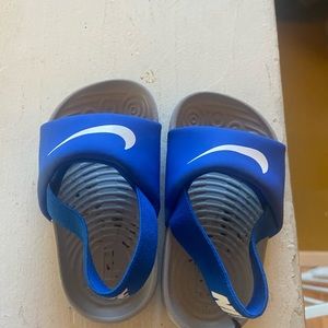 Blue n grey nike slides size 5C